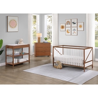 Walnut and White 3-in-1 Convertible Crib, Versatile Design