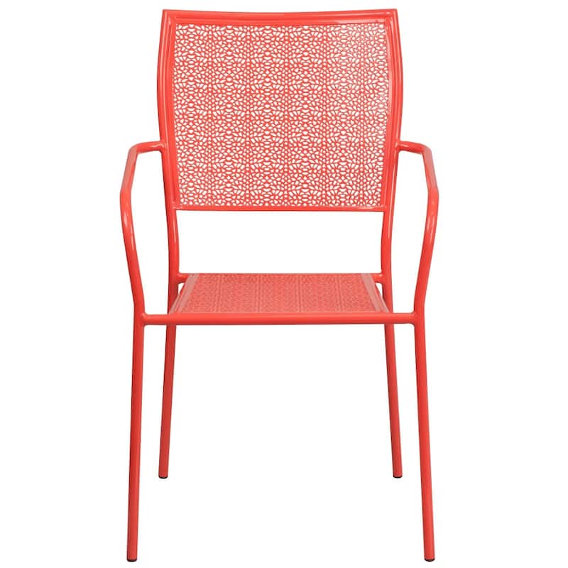 Indoor-Outdoor Steel Patio Arm Chair with Square Back