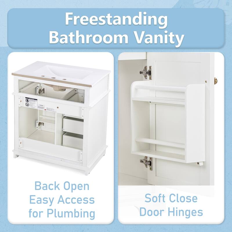 Christopher Knight Home - Beauchamp Freestanding 30-Inch Bathroom Vanity with Sink and Ample Storage