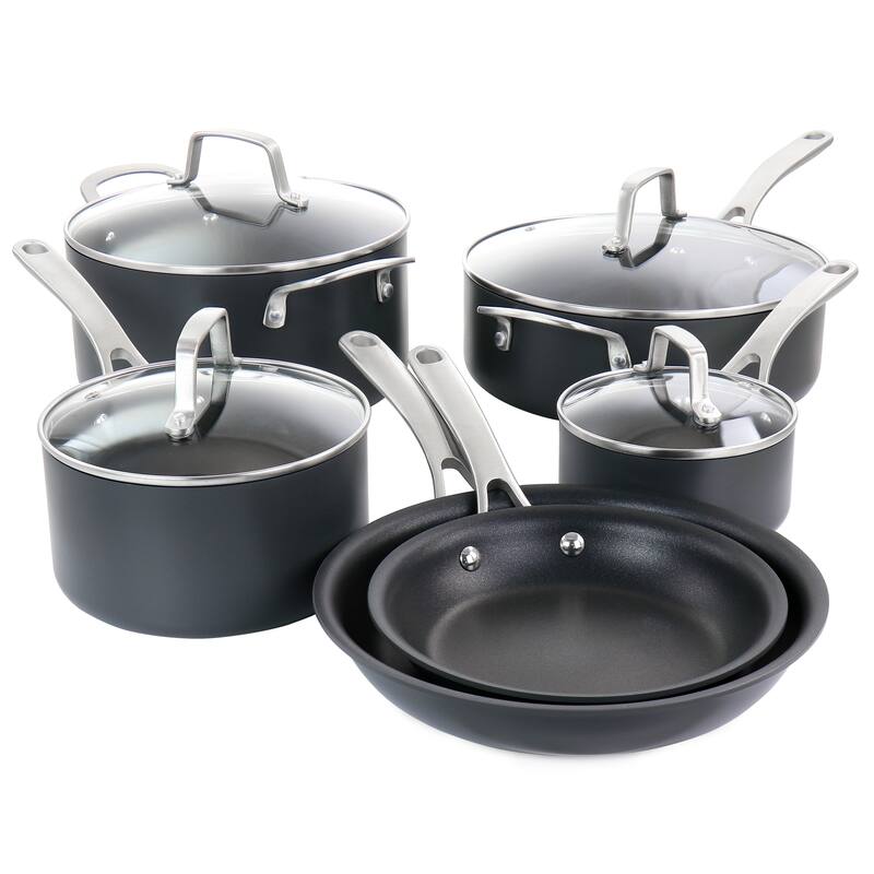 Martha Stewart 10 Piece Aluminum Cookware Set in Matte Black