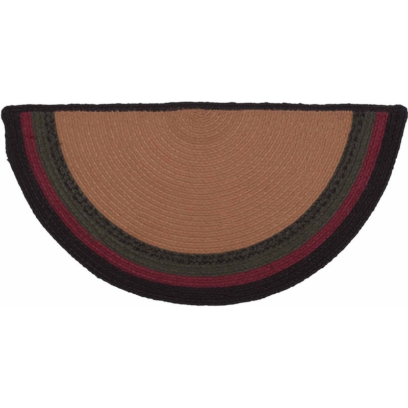 Wyatt Stenciled Bear Jute Rug Half Circle w/ Pad 16.5x33