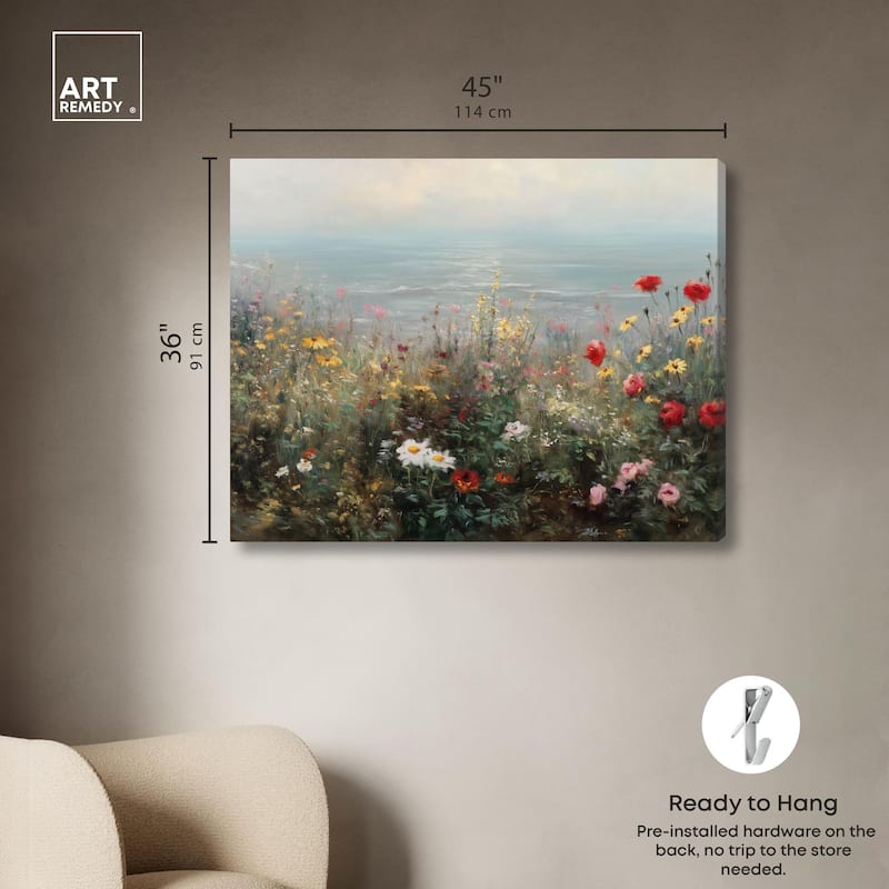 Misty Ocean Field I Canvas by Art Remedy, Gallery Wrapped