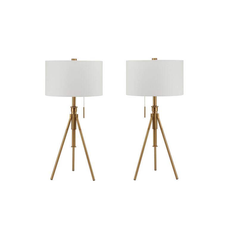 Vintage Look 1pc Floor Lamp Stained Gold Tripod Legs Unique Lamp Pull Switch 32"H