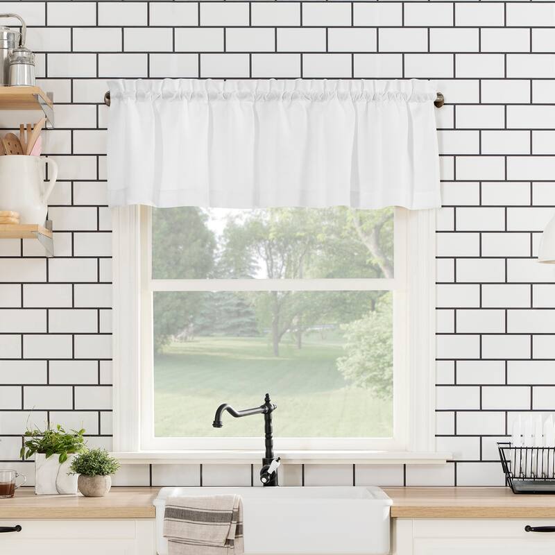 No. 918 Martine Microfiber Semi-Sheer Rod Pocket Kitchen Curtain Valance and Tiers Set