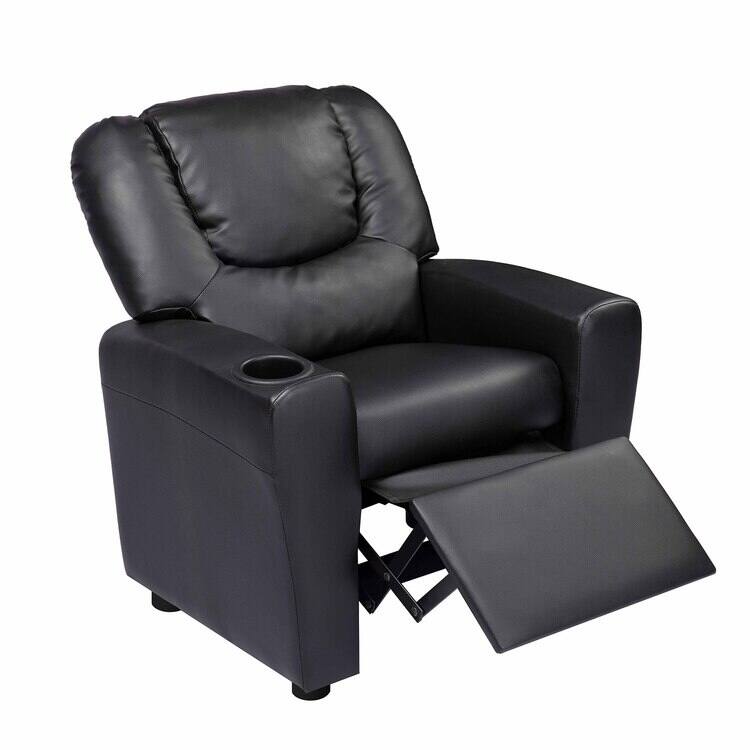 Pushback Kids Recliner Chair with Footrest & Cup Holders - Ultimate Comfort for Toddlers