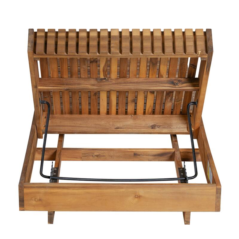Outdoor Chaise Lounge Chair with 6-Position Adjustable Backrest, Weather-Resistant Slatted Base Reclining Chair