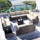 preview thumbnail 36 of 54, Kullavik 12 Pieces Outdoor Patio Furniture Set Sectional Rattan Sofa Set with Tempered Glass Table