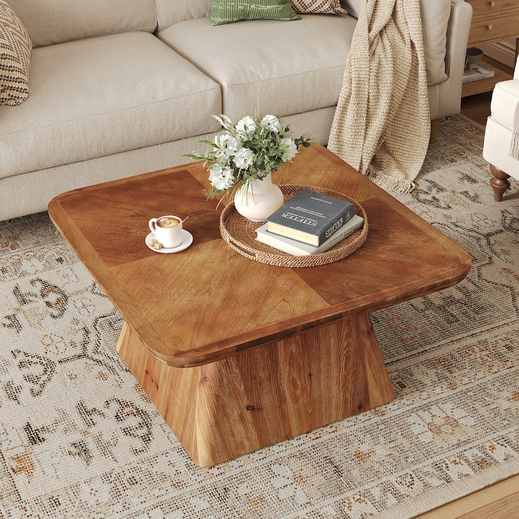 Solid Wood Square Coffee Table, Living Room Center Cocktail Accent Table