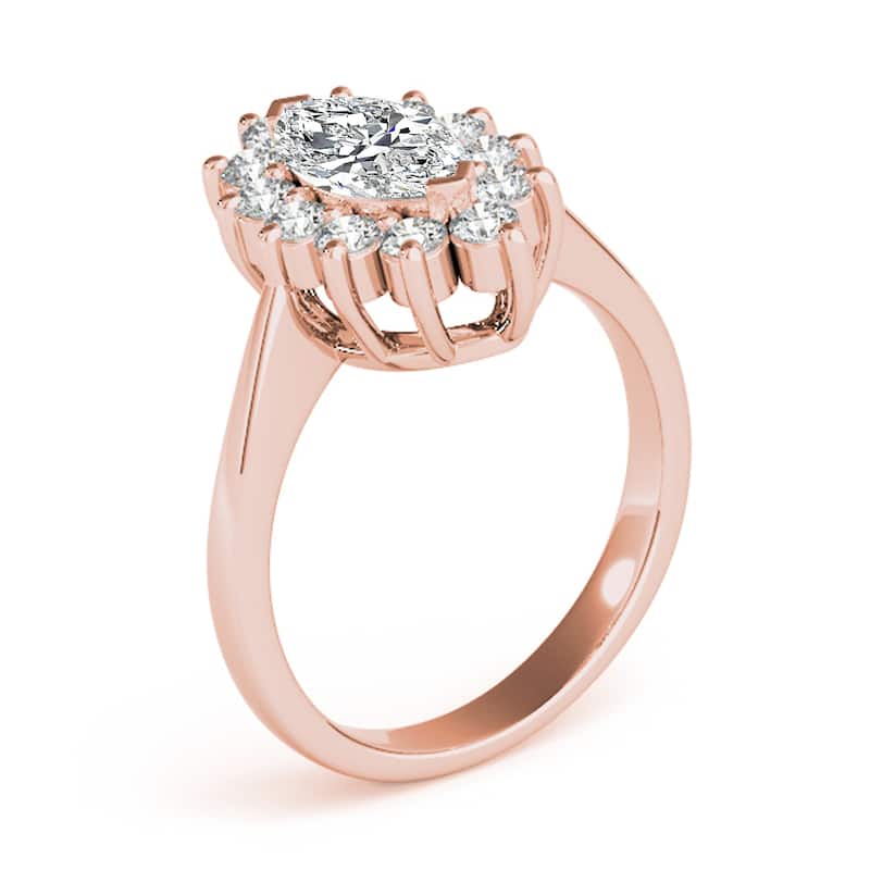 Auriya 14k Rose Gold Lab Grown Marquise Diamond Halo Engagement Ring 0.50 to 5.00 ct. tw. (F-G VS)