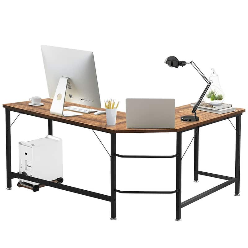 Costway L-Shaped Computer Desk Corner Workstation Study Gaming Table