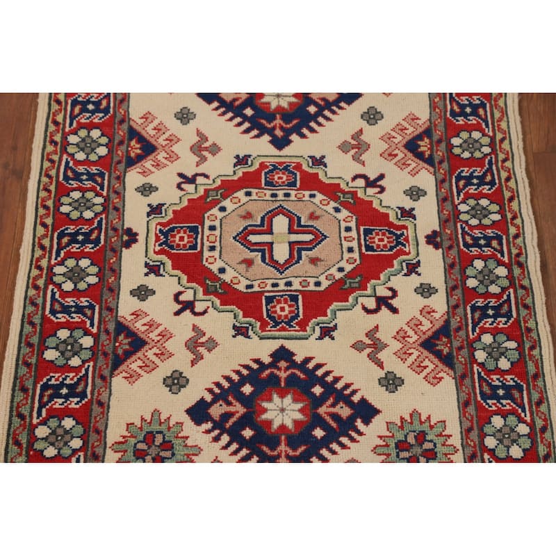 Kazak Foyer Rug Hand-Knotted Traditional Wool Carpet - 2'11" x 4'0"