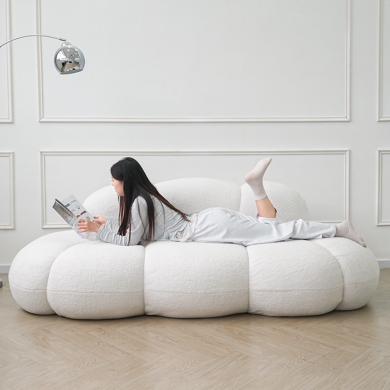 Floor Couch, Modern Loveseat Sofa, Lazy Sofa Round Floor Sofas, Cloud Memory Foam Boneless Couches for Living Room, Apartment