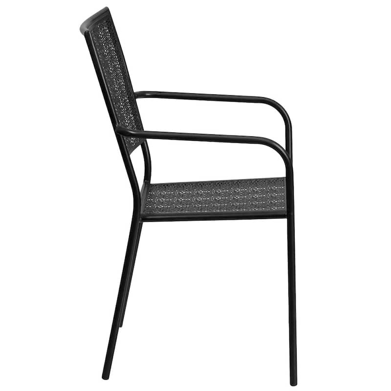Indoor-Outdoor Steel Patio Arm Chair with Square Back