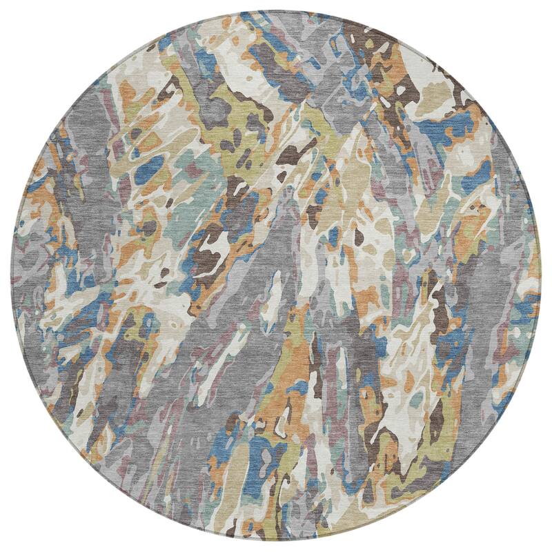 Machine Washable Indoor/ Outdoor Brushstrokes Chantille Rug