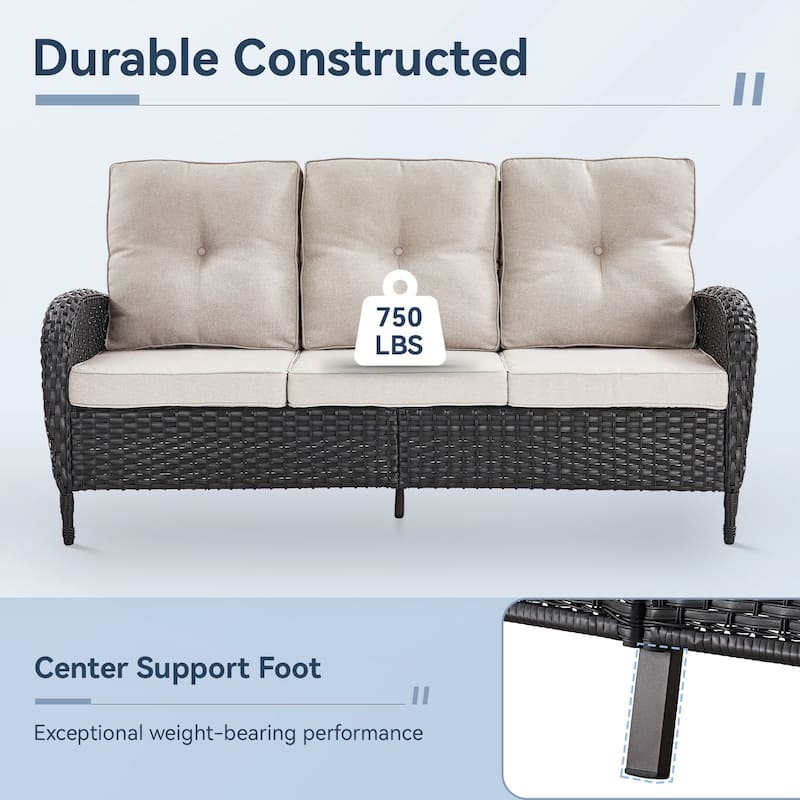 Gymojoy Outdoor Wicker Patio Furniture Sofa & Chair Set - Luxurious Comfort, Weather-Resistant
