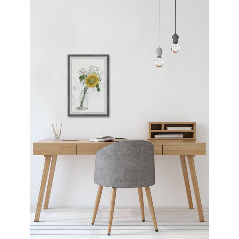 Sunflower in Glass Vase II Framed Wall Art, Floral Delight - A Blooming Accent for Your Living Space