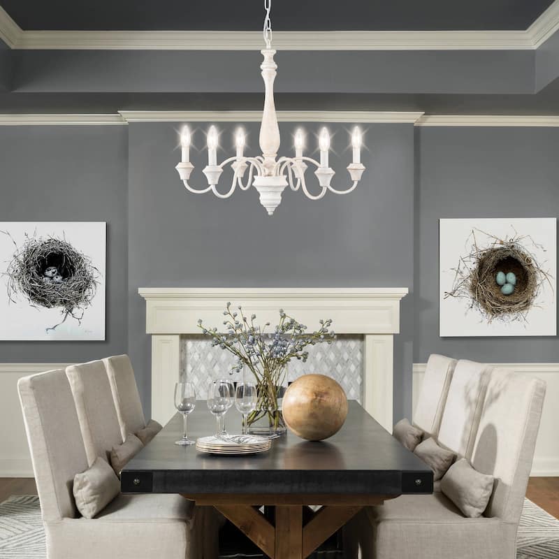 6-Light Farmhouse Branches Chandelier for Bedroom Study Dining Room