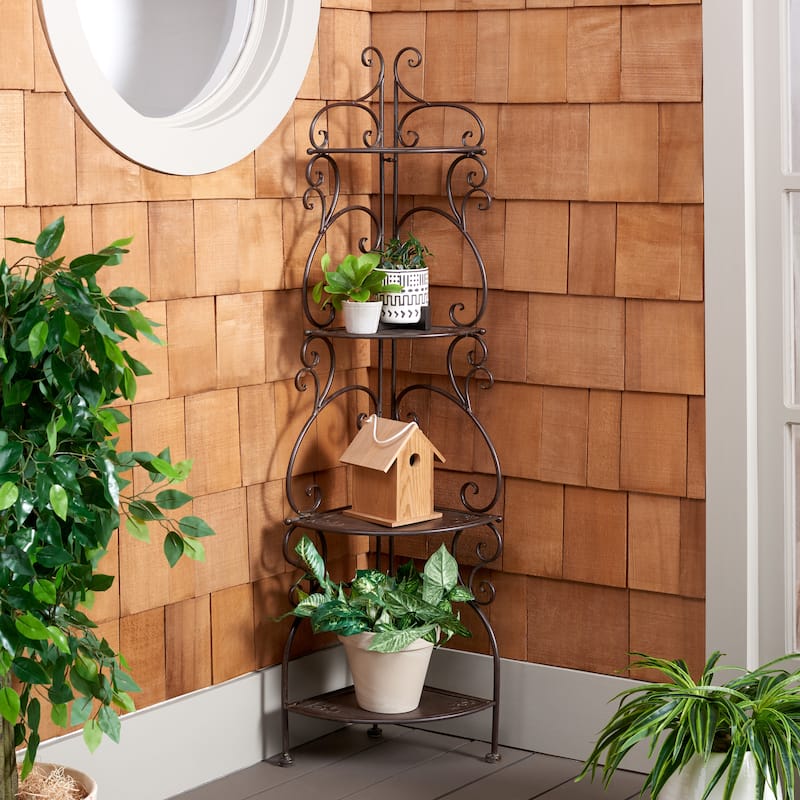 SAFAVIEH Outdoor Cielo 60" 4-Tier Corner Shelf - 13" W x 13" D x 60" H - 13Wx13Dx60H