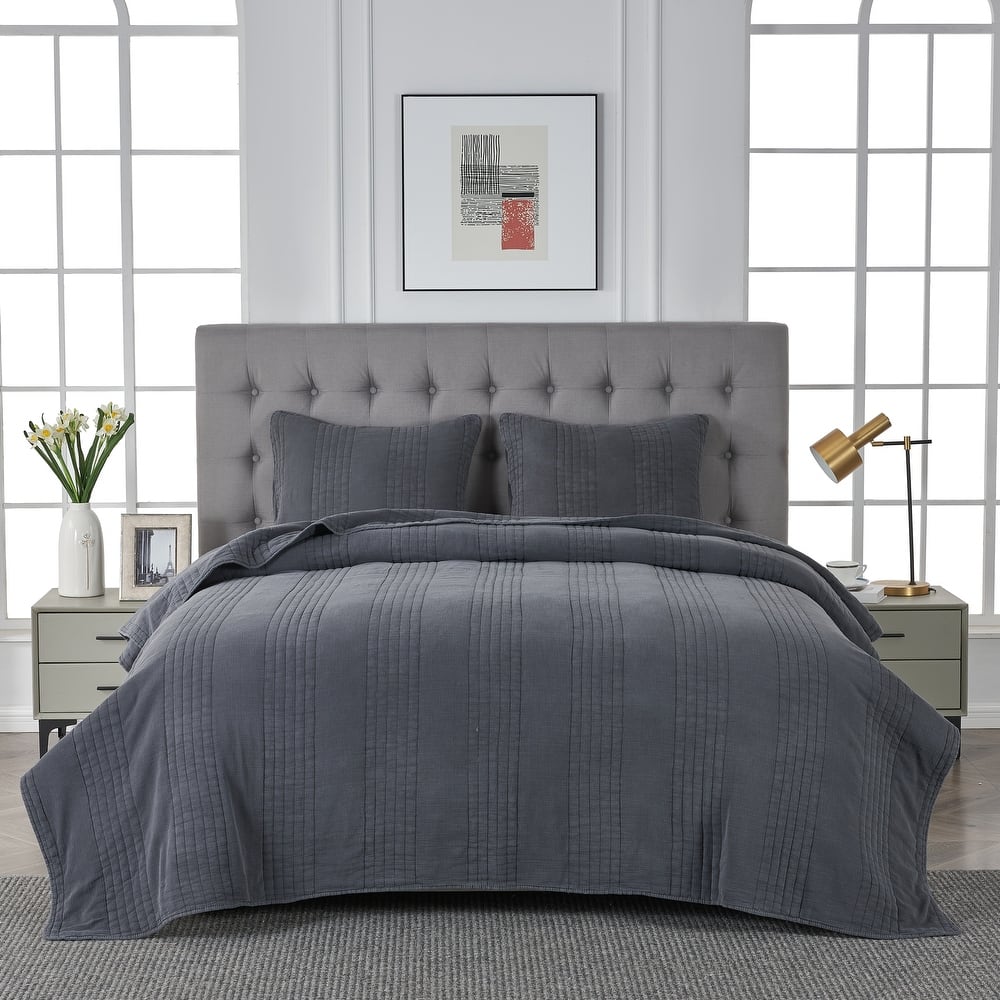 Stonewash Classic Cotton Quilt & Coverlet Set