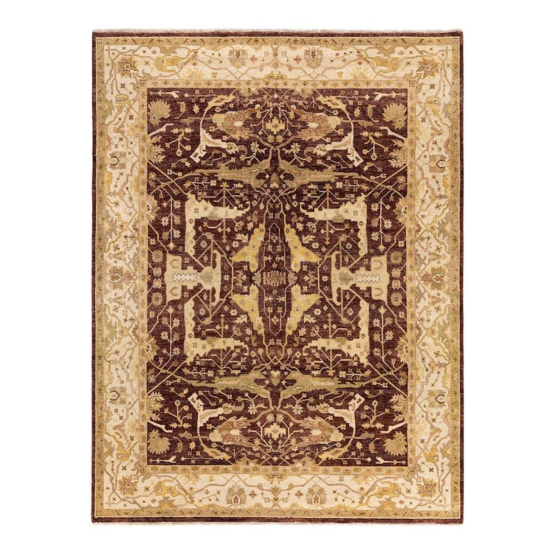 Oushak One-of-a-Kind Handmade Area Rug, Brown - 7' 8" x 10' 1"