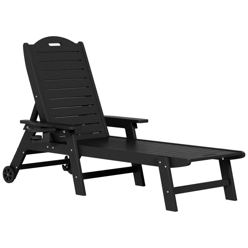 Brighton Outdoor 2-Piece Poly Reclining Chaise Set with Wheels & Cup Holder