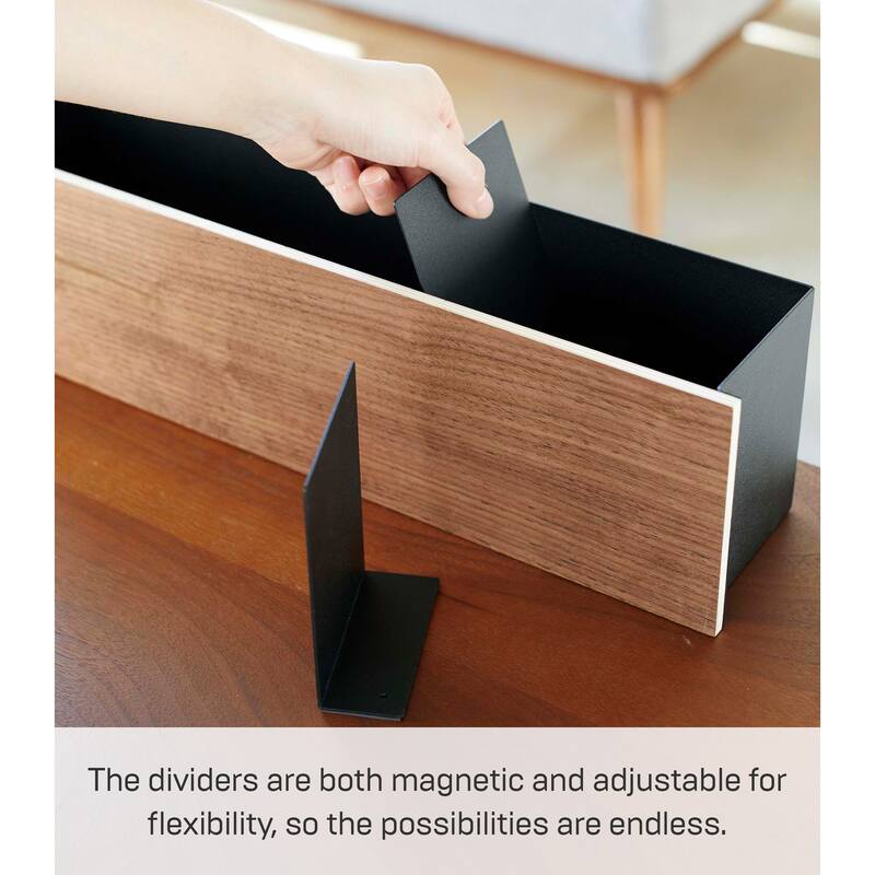 Yamazaki Home Desk Organizer - Two Sizes, Steel and Wood, Large - L 3.74 x W 17.72 x H 4.72 inches