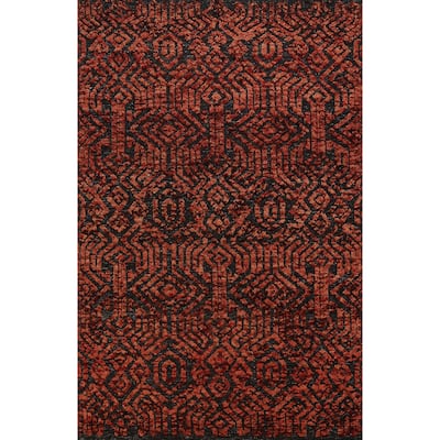 Modern Geometric Moroccan Oriental Area Rug Handmade Wool Carpet - 4'11" x 8'2"