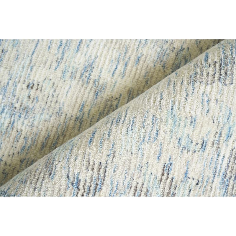 EXQUISITE RUGS Tuscany Hand-loomed Wool/Bamboo Silk Beige/Blue Area Rug.