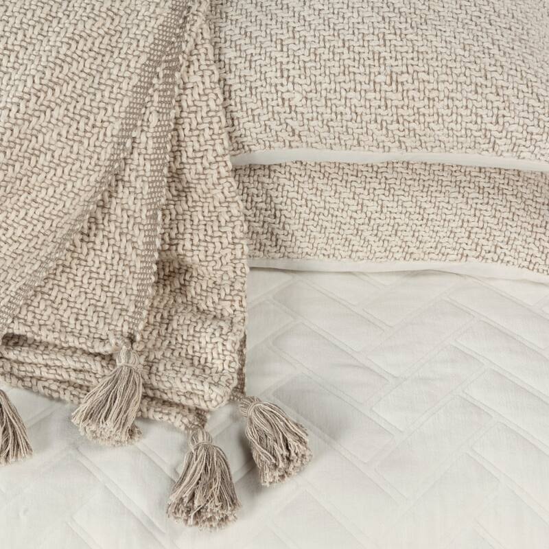 Donny Osmond Hand Loomed Wedding Blanket in Taupe, 3 Piece Set