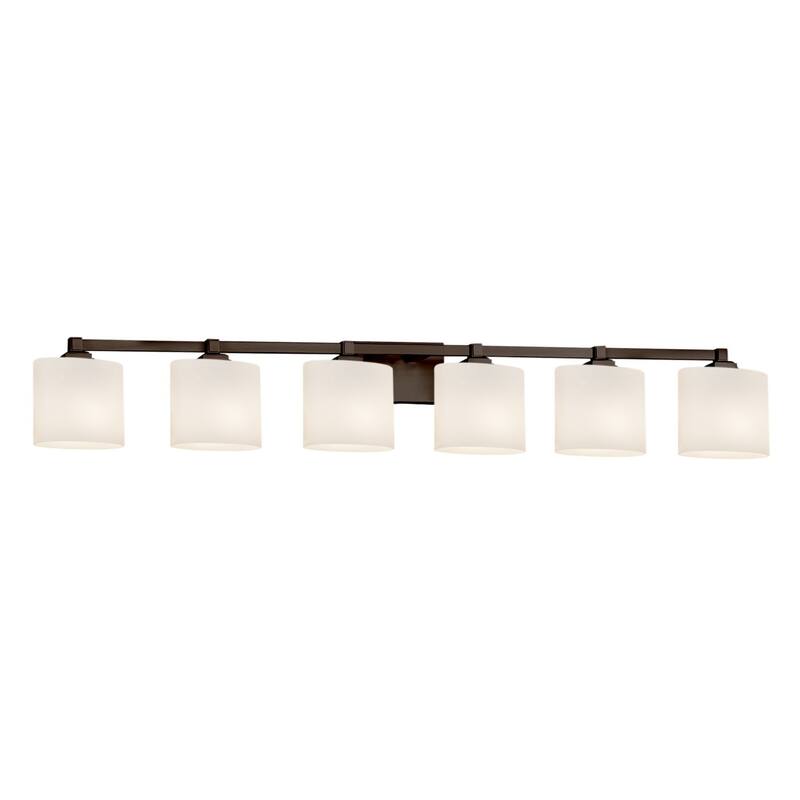 Justice Design Fusion Regency 6-light Dark Bronze Bath Bar, Opal Oval Shade
