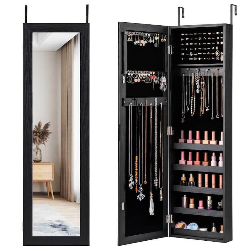 Costway Jewelry Cabinet Wall or Door Mounted Jewelry Armoire with