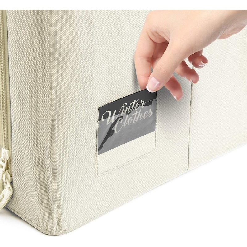 Foldable Storage Bag Breathable Bamboo Fabric Dustproof Organizer Box Charcoal - (2 Section - Beige)