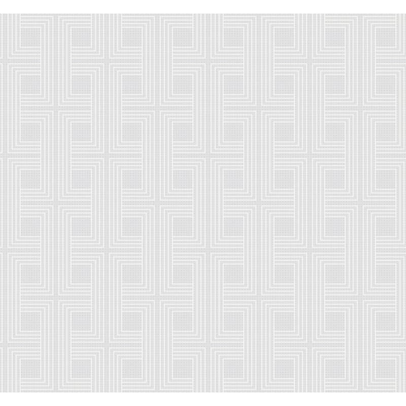Seabrook Designs Interlocking Squares Unpasted Wallpaper - 27 in. W x 27 ft. L - Metallic Pearl and Off-White