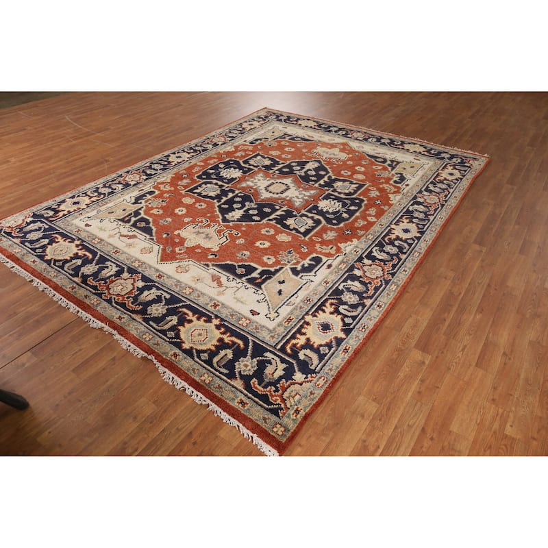 Orange Oushak Indian Area Rug Handmade Wool Carpet - 7'9" x 10'4"