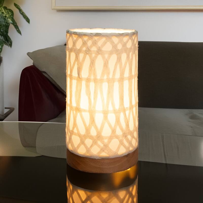 Eangee Handmade Mini Paper Cylinder Table Lamp, Handmade Paper Shade, Arches, 5 x 5 x 9 in.
