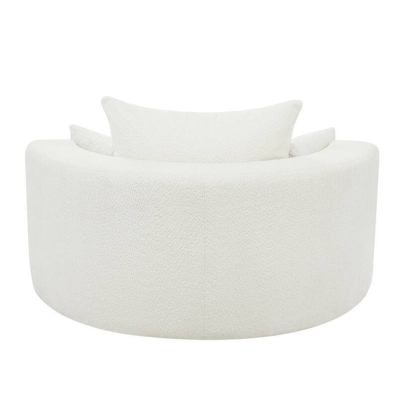 Chenille Swivel Barrel Chair with Pillows