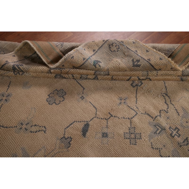 Pre-1900 Antique Vegetable Dye Oushak Turkish Large Wool Carpet - 12'5" x 19'1"