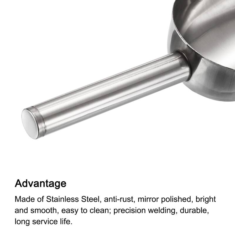 Ice Scoop Stainless Steel 7.5x2.2" Flour Cereal Sugar Food Utility Shovel - Silver