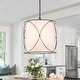 preview thumbnail 1 of 6, Modern Black Chandelier Drum Pendant Lights with Off-white Fabric for Kitchen Island - D13" X H 14"