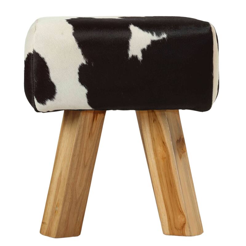 Bare Decor Juliet Genuine 100% Leather Hide and Teak, Brown