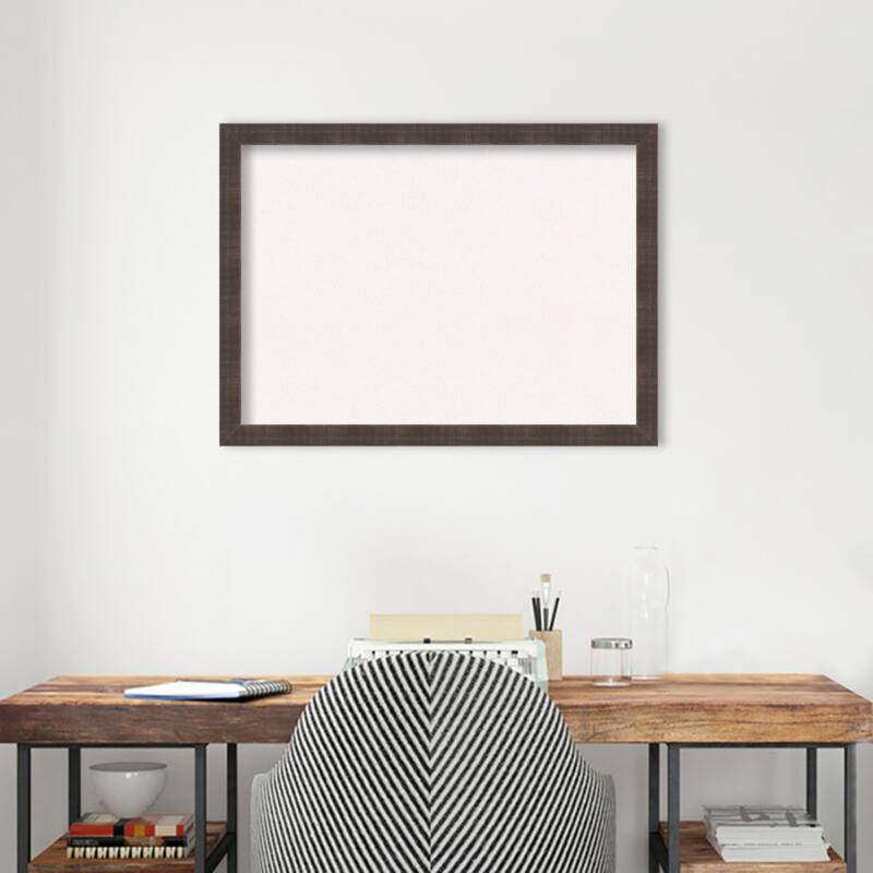 Whiskey Brown Rustic Wood Framed White Corkboard Bulletin Board