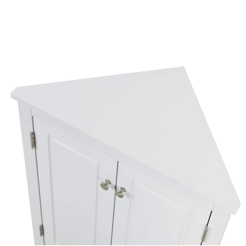 White Triangle Bathroom Storage Cabinet with Adjustable Shelves - 17.2"W x 17.2"D x 31.5"H
