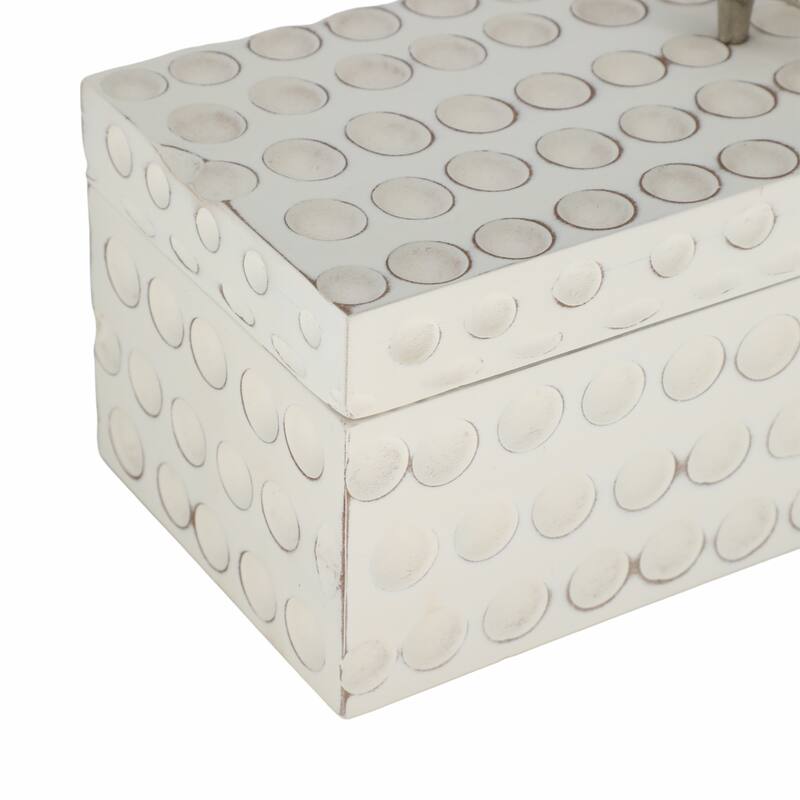 Sculptural Decorative Box with Lid and Gold Accent Handle - 7"