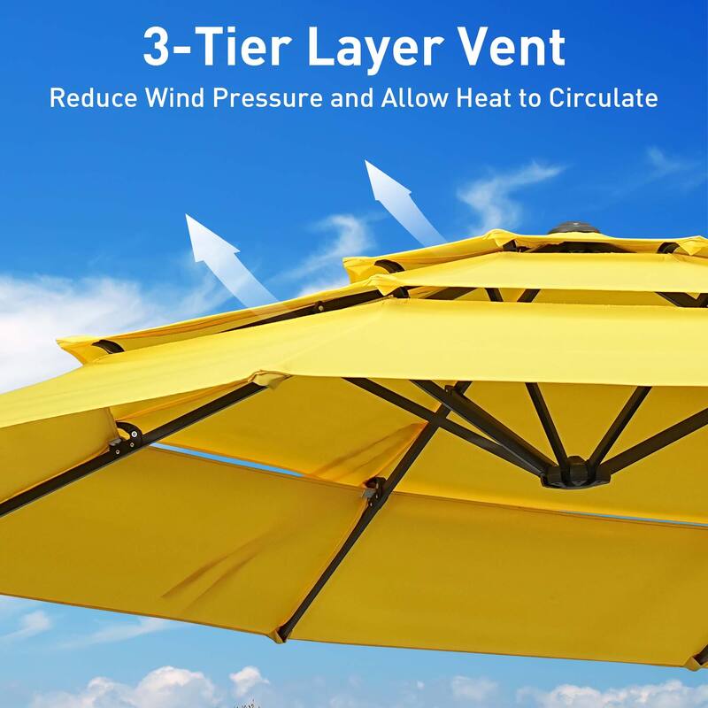 Autlaycil 15ft Outdoor Patio Umbrellas，3 Tier Vented and Large Market Table Umbrella