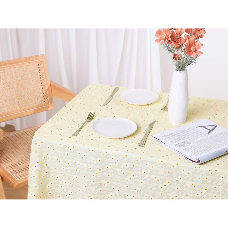 1 Pack Rectangle Tablecloth, Cotton Yellow Table Cover, for Restaurant