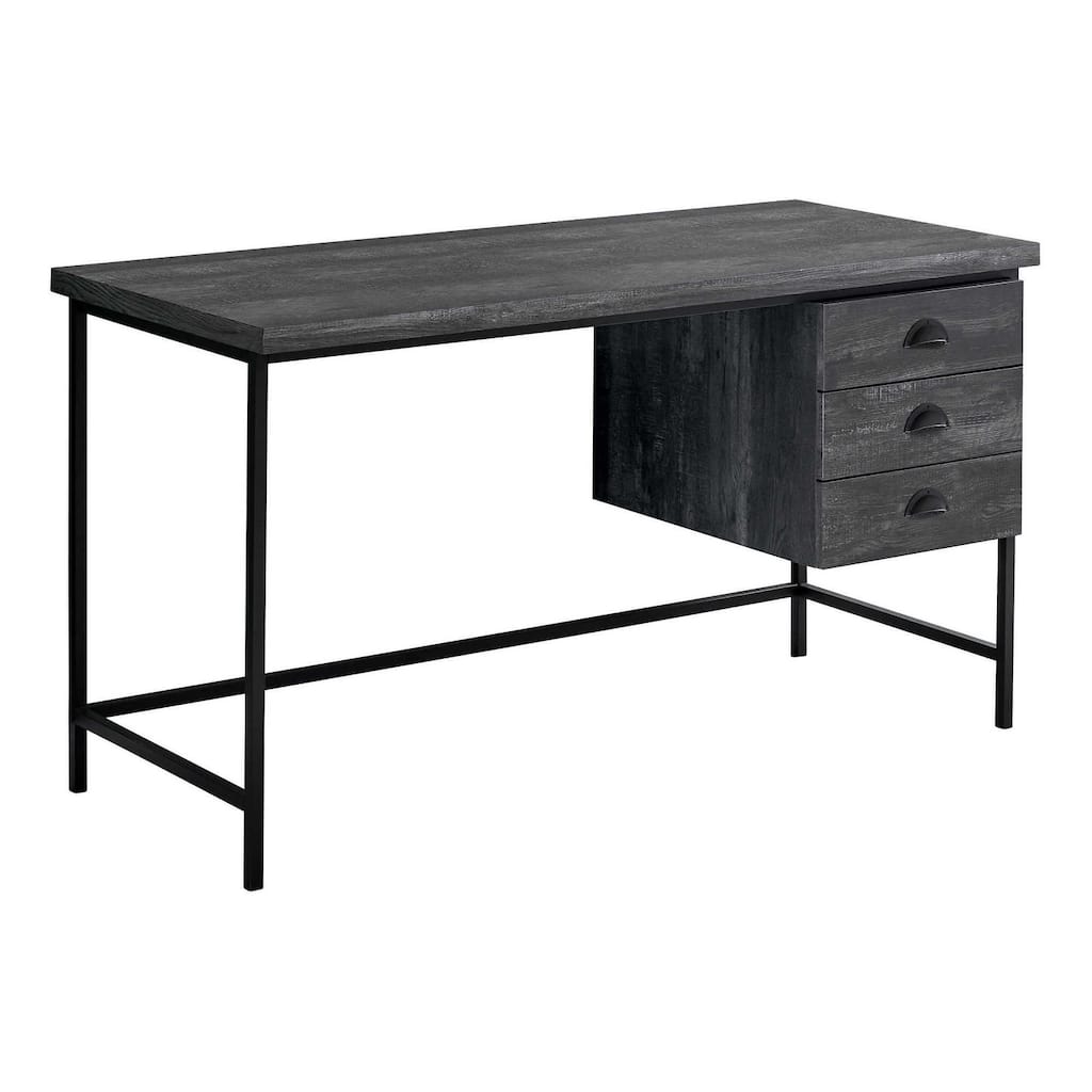 Computer Desk, Home Office, Laptop, Storage Drawers, 55"l, Work, Black Laminate, Black Metal, Contemporary