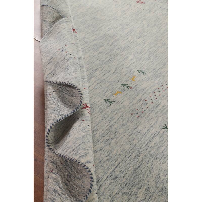 Tribal Ivory Gabbeh Area Rug Handmade Indian Wool Carpet - 9'2"x 11'8"