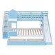 preview thumbnail 10 of 8, Full-Over-Full Castle Style Bunk Bed with 2 Drawers 3 Shelves and Slide - Blue