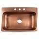 preview thumbnail 4 of 10, Angelico Copper 33" Single Bowl Drop-In Kitchen Sink with 3 Holes