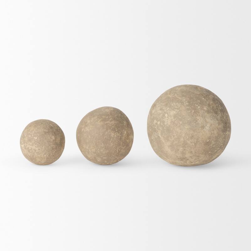 Sunita Beige Paper Mache Orbs (Set of 3)